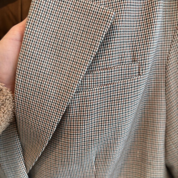 A New Day Houndstooth Plaid Women's Blazer Jacket Oversized Lined Neutral Size S - Picture 3 of 10